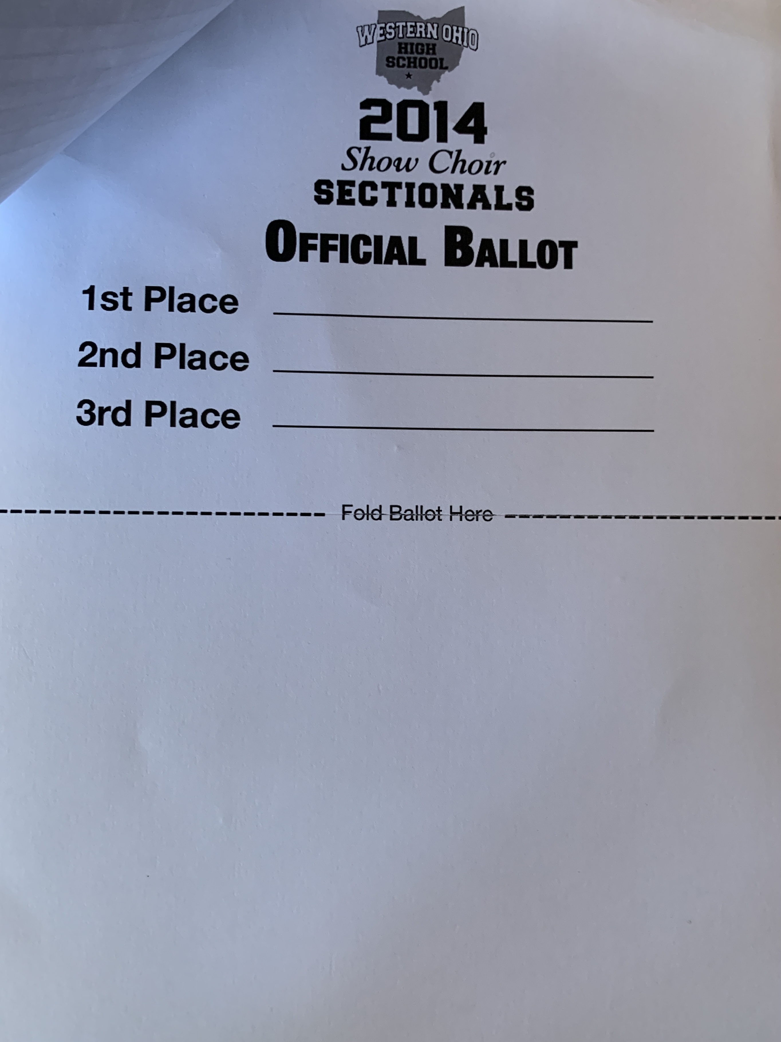 Season 6: 2014 Sectionals Show Choir Judging Checklist & Official Ballot.